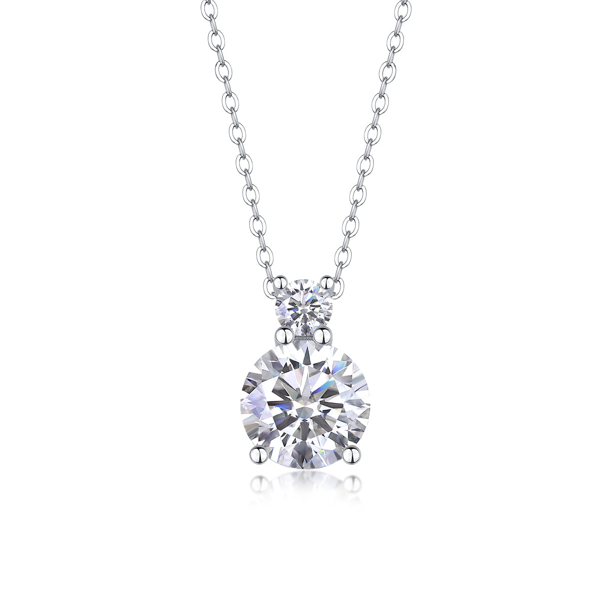 [Round Brilliant] 3.0 carat Moissanite Necklace in Sterling Silver